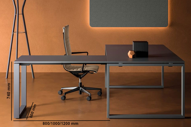Raymond 1 – Melamine Top And Metal Leg Executive Desk With Optional Return 01