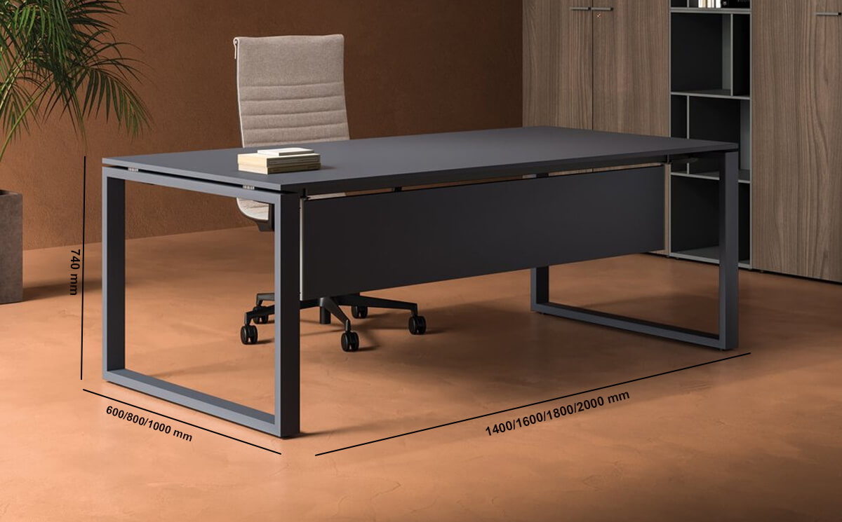 Raymond 1 – Melamine Top And Metal Leg Executive Desk With Optional Return
