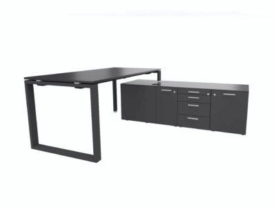 Raymond 1 – Melamine Wood Veneer Top And Metal Leg Executive Desk With Optional Return 03
