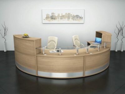 Arc 2 – Curved Reception Desk in Beech Finish