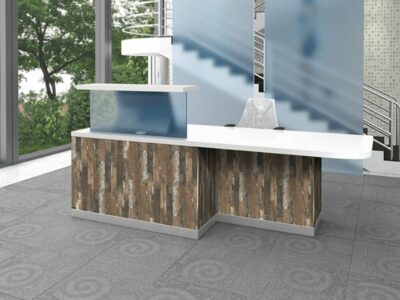 Aida 1 – Reception Desk in Pasadena Pine with Upstand