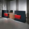 Safa 1 – Reception Desk in Westminster Oak with Black Front