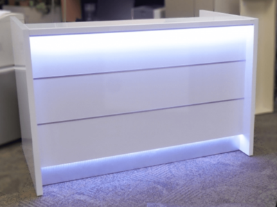 Reception Desk In White With Led Illumination–altair At 2 1