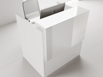 Reception Desk In White With Overhang Panel–ares Ar 2 3