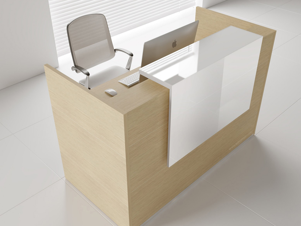 Reception Desk In White With Overhang Panel–ares Ar 2 5