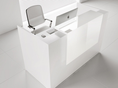 Reception Desk In White With Overhang Panel–ares Ar 2 7