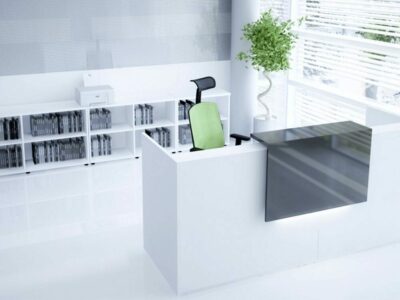 Andreas 3 – Reception Desk with Overhang Panel
