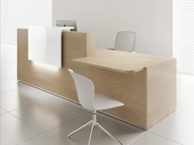 Andreas 6 – Reception Desk in White with DDA Approved Wheelchair Access