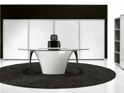 Suno – Reception Desk with Leather Finishes