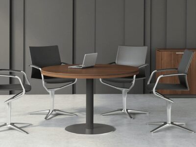 Hamburg – Round Meeting Table with Grey Column