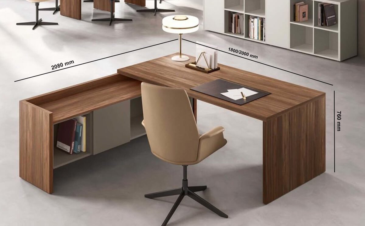 Seoul – Wood Finish Executive Desk With Side Unit