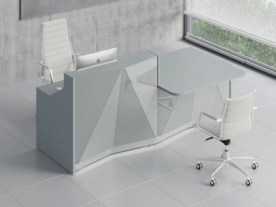 Silver Reception Desk With Wheelchair Access Unit–ares 2 Alp21l Aluminum