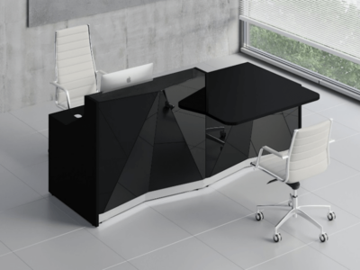 Silver Reception Desk With Wheelchair Access Unit–ares 2 Alp21l Black