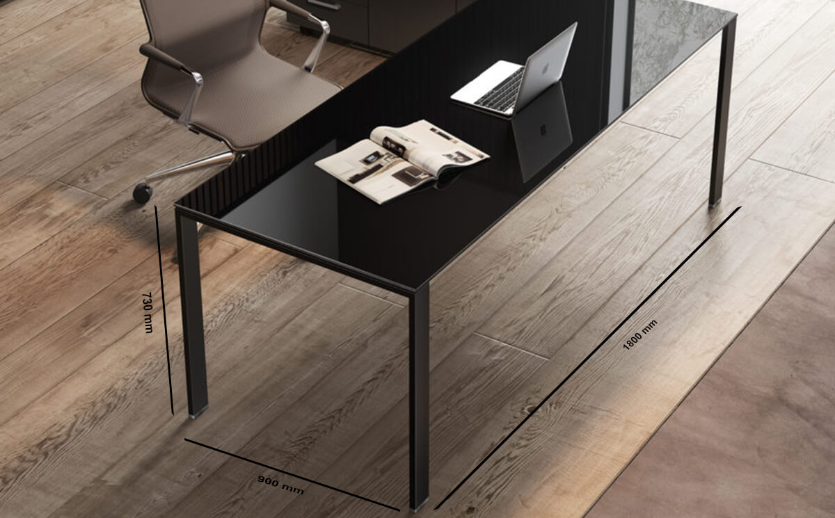 Size 2 Om U Leg Glass Executive Desk