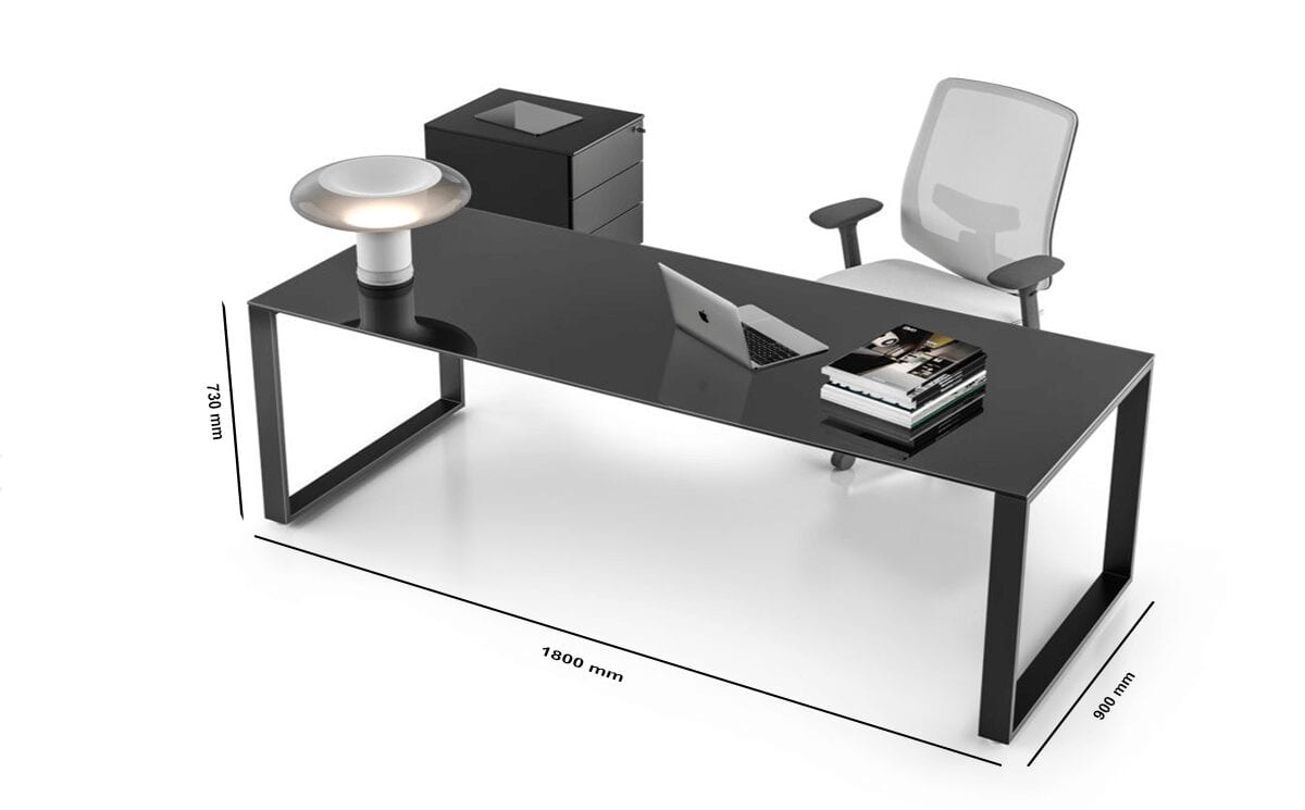 Gus – Ring Leg Glass Executive Desk with Optional Return