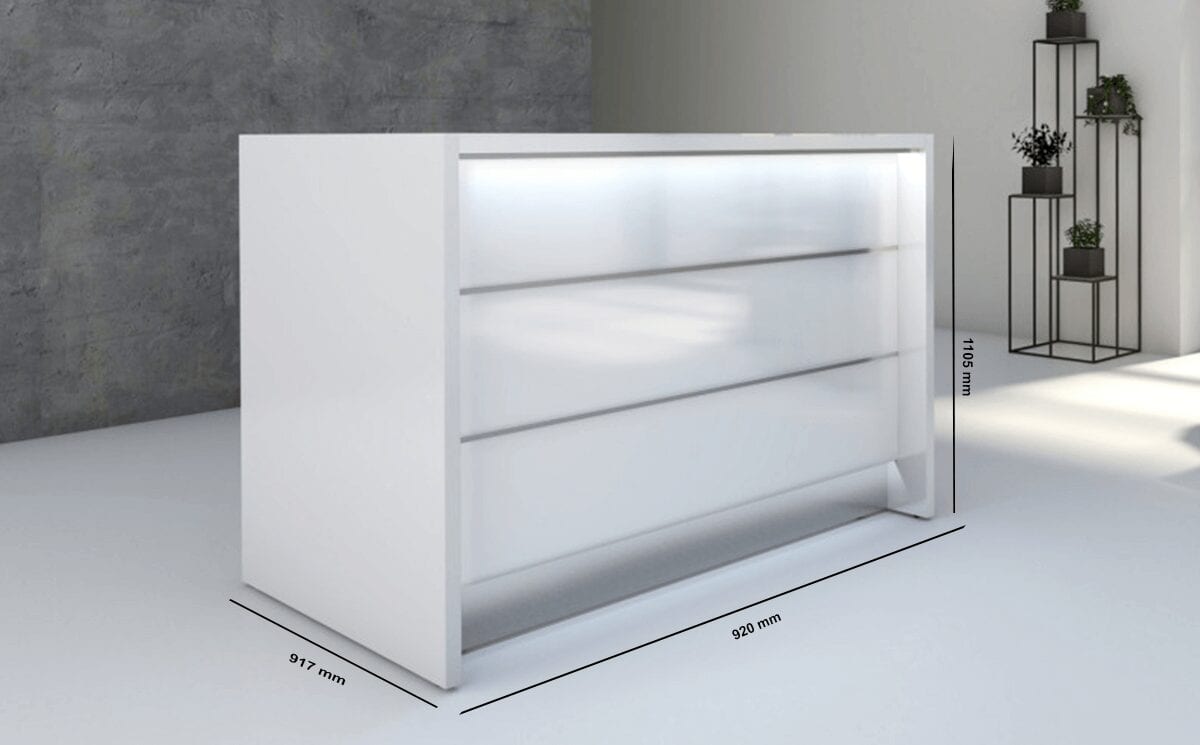 Alba 2 – Reception Desk in White with LED Illumination Alba 2 – Reception Desk in White with LED Illumination