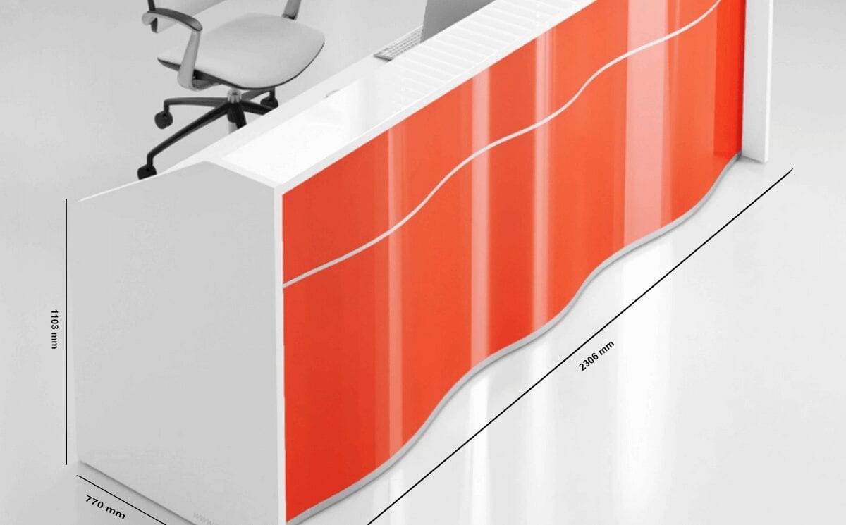 Leyla 3 – Wave Front Reception Desk with Glass Top Leyla 3 – Wave Front Reception Desk with Glass Top