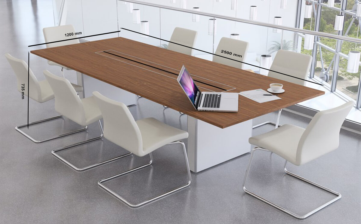 Size Aurora – Rectangle Boardroom Table With Slab Legs