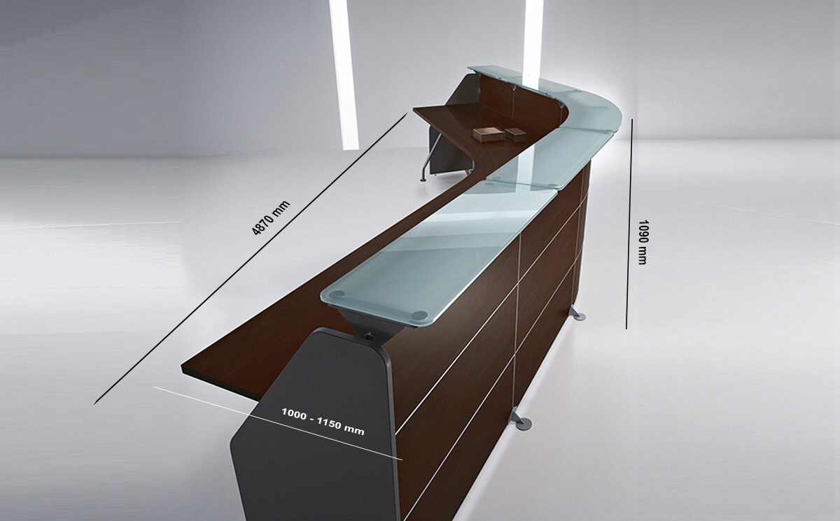 Size Benito 1 – Straight Reception Desk With Aluminium Contour Lines