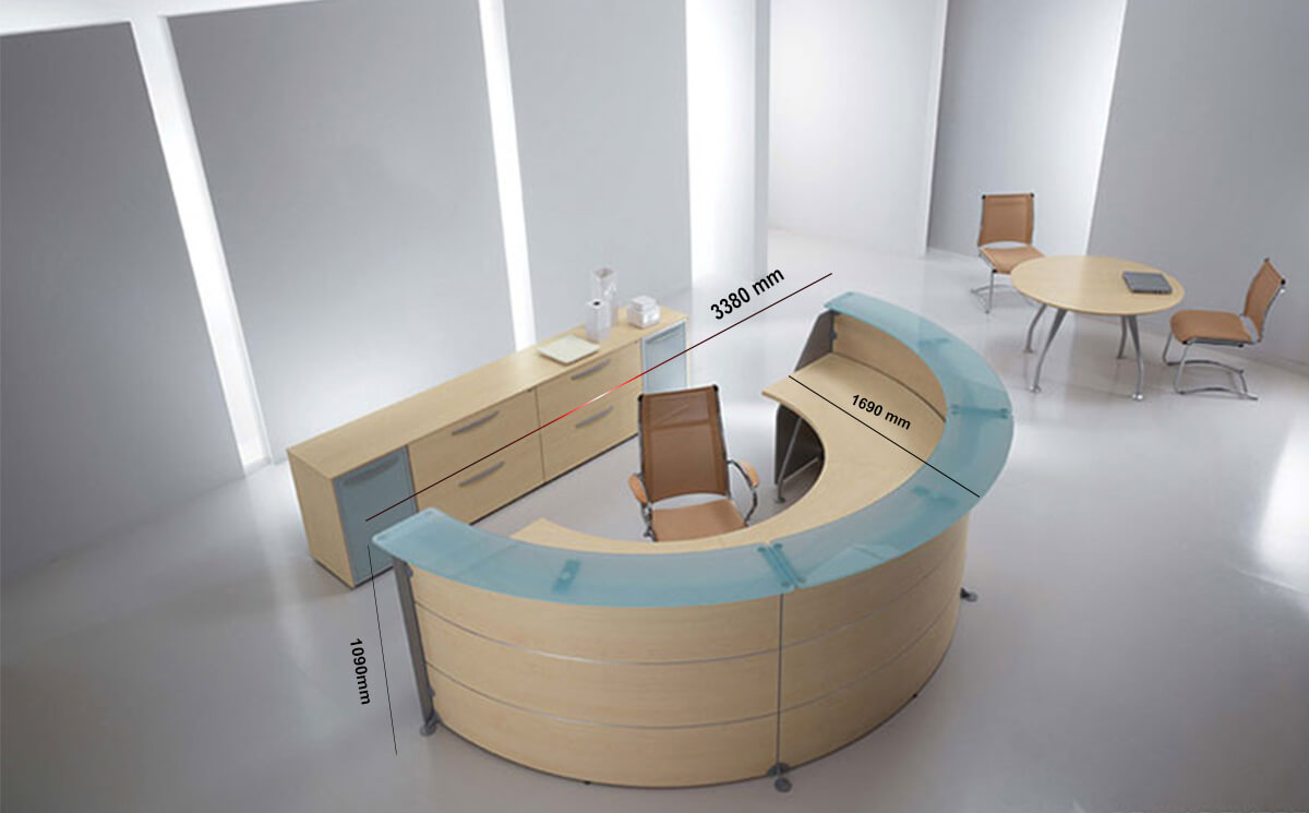 Size Benito 7 – 60 Degree Modular Reception Desk