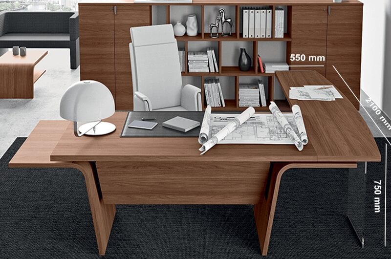 Oxford 4 – Wood Finish L-Shaped Executive Desk with Optional Return