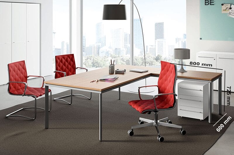 Devon – L-Shaped Executive Desk with Metal Legs Devon – L-Shaped Executive Desk with Metal Legs