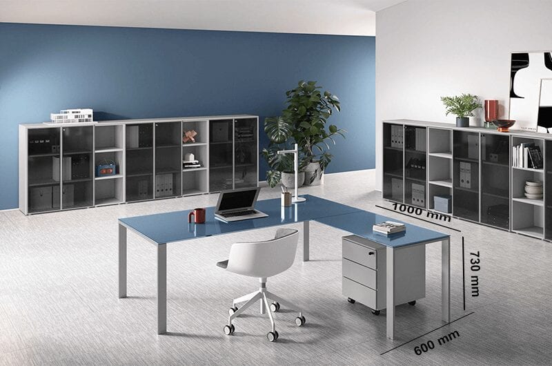 Alexia – U-Leg Glass Executive Desk with Optional Return