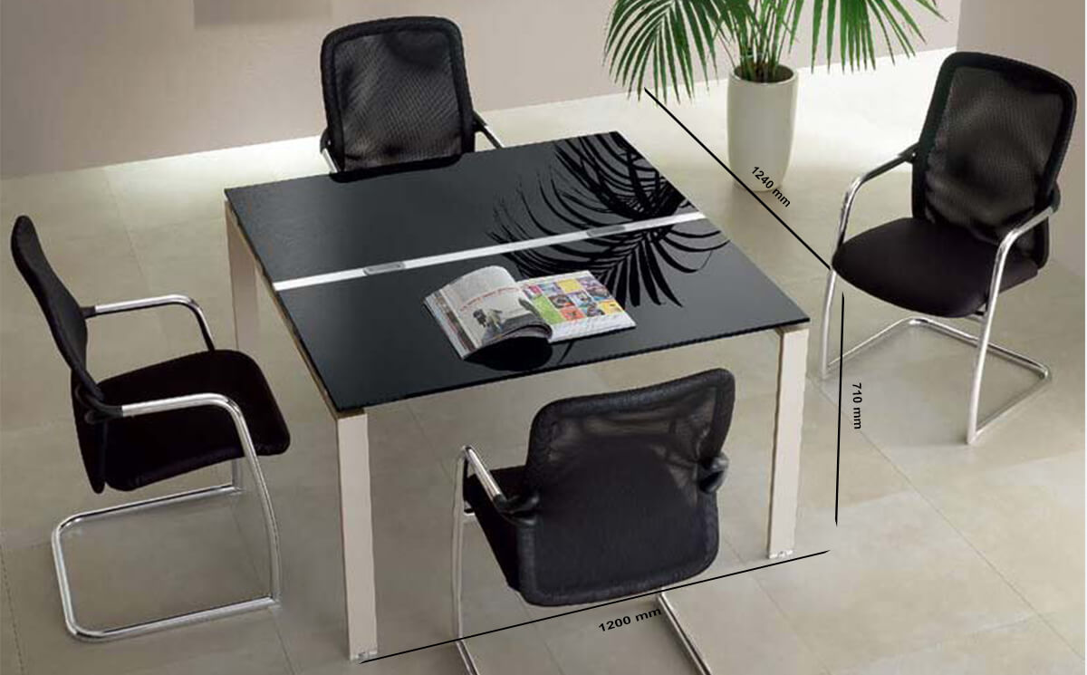 Size Lennox – Square Glass Top Meeting Table