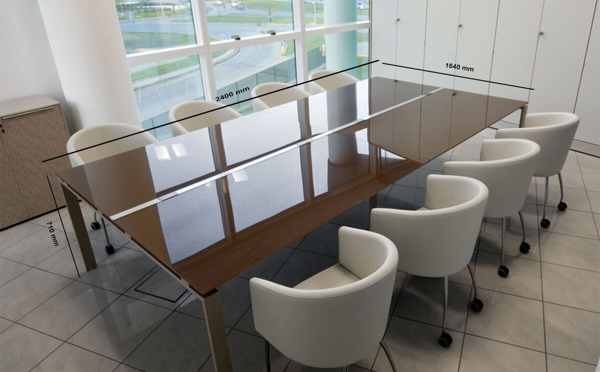 Size Luxe – Rectangle Glass Top Conference Table