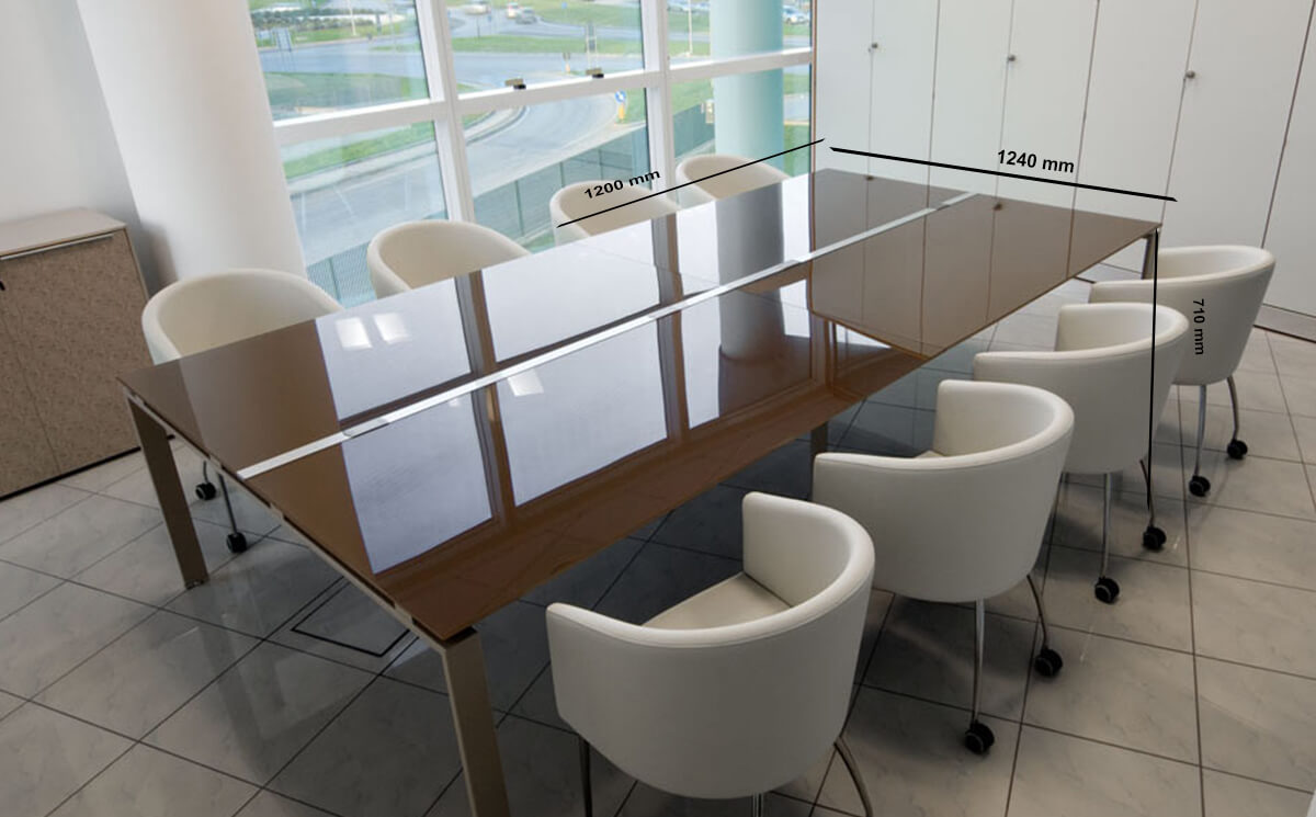 Size (return)lennox – Square Glass Top Meeting Table
