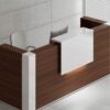 Andreas 7 – Straight Reception Desk with Gloss Corners and Overhang Panel