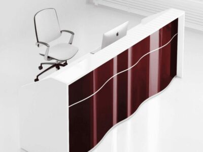 Leyla 3 – Wave Front Reception Desk with Glass Top