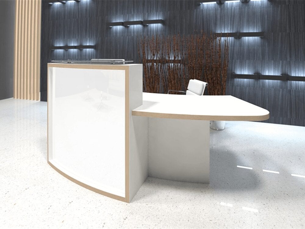 Ophelia 2 – White Reception Desk with Wheelchair Access Unit