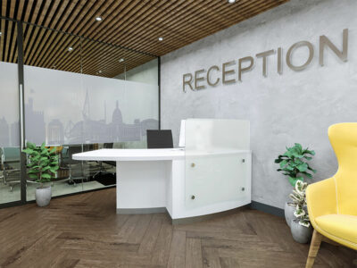 Wiley 2 – Reception Desk With Upstand In Multiple Colours