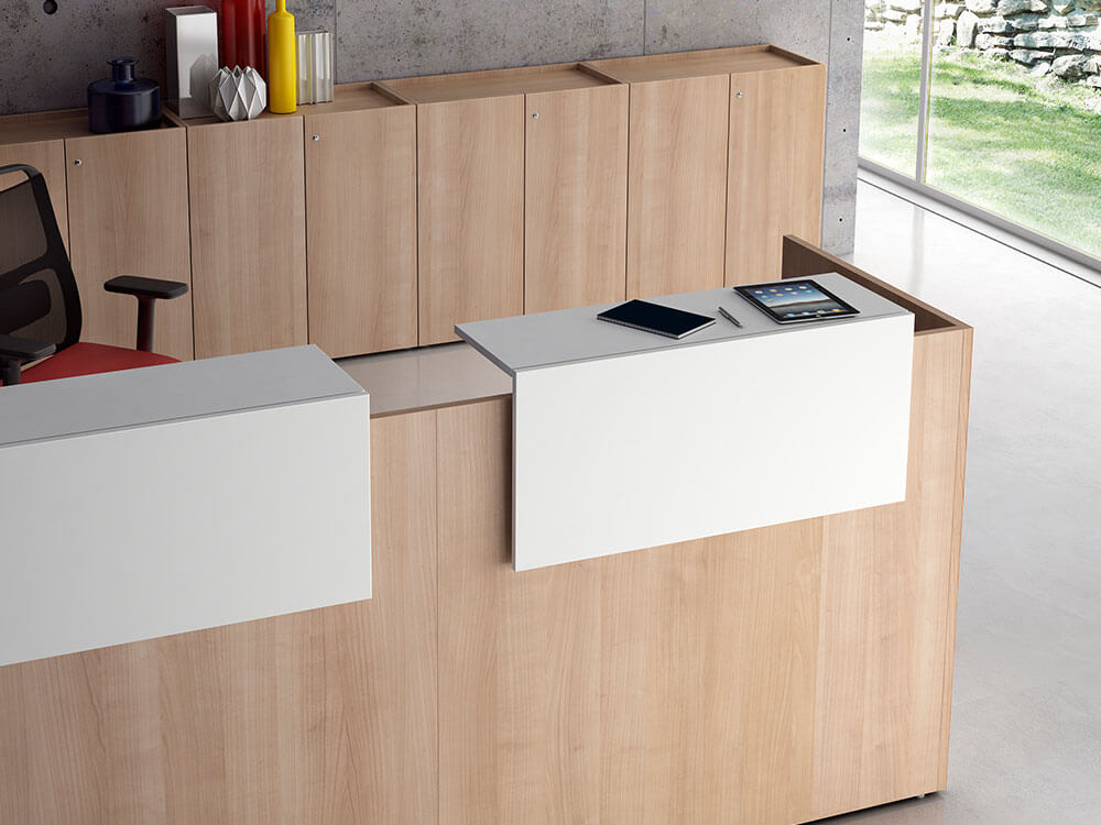 Zeus – Reception Desk In Dark Oak With Overhang Panel 04 Img