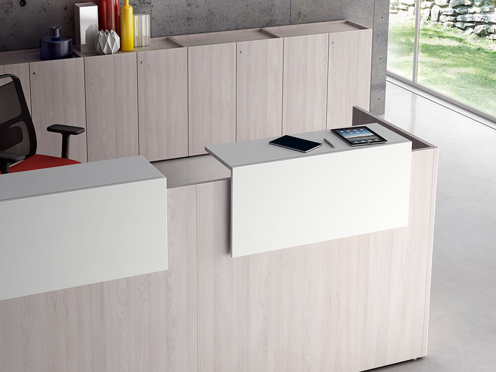 Zeus – Reception Desk In Dark Oak With Overhang Panel 05 Img