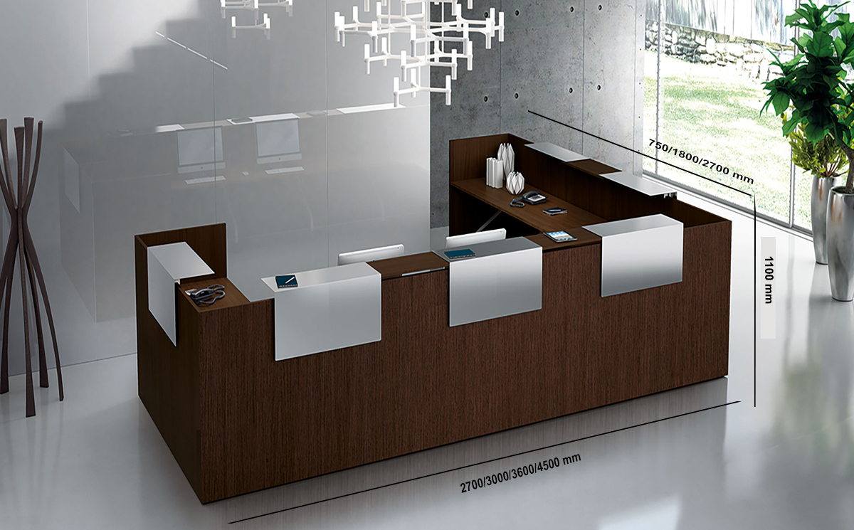 Zeus – Reception Desk In Dark Oak With Overhang Panel Size Img 02