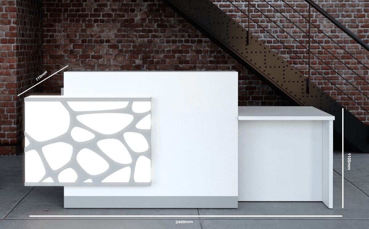 Jolie – Bright Reception Desk in White with Multi-coloured Fronts Jolie – Bright Reception Desk in White with Multi-coloured Fronts