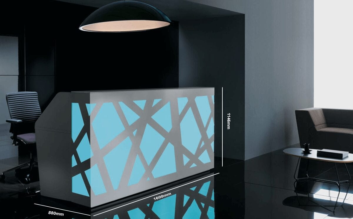 Renzo 2 – Reception Desk with Multi-Coloured Front Lights Renzo 2 – Reception Desk with Multi-Coloured Front Lights