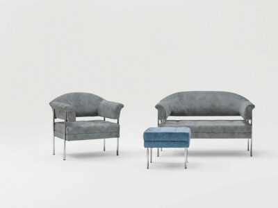 Carmella – Medium Back Two-Seater Sofa with Chrome Frame