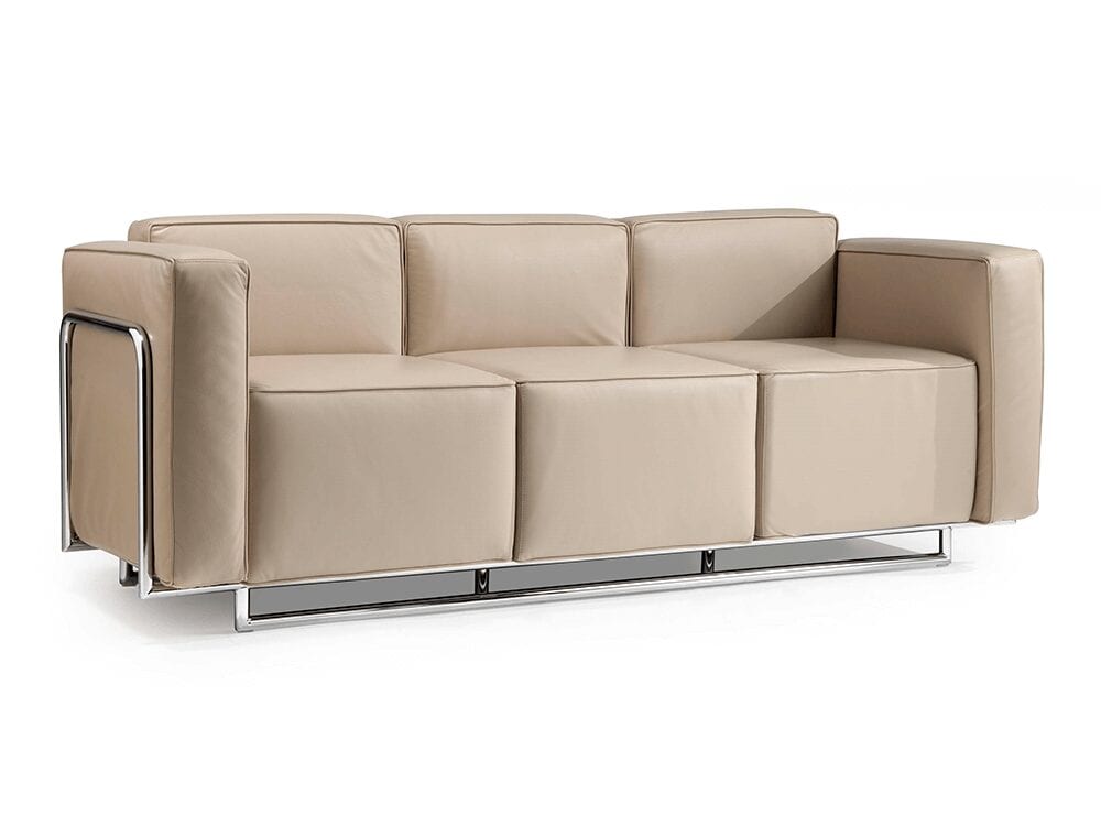 Emma – Low Back Three-Seater Sofa with Chrome Metal Frame