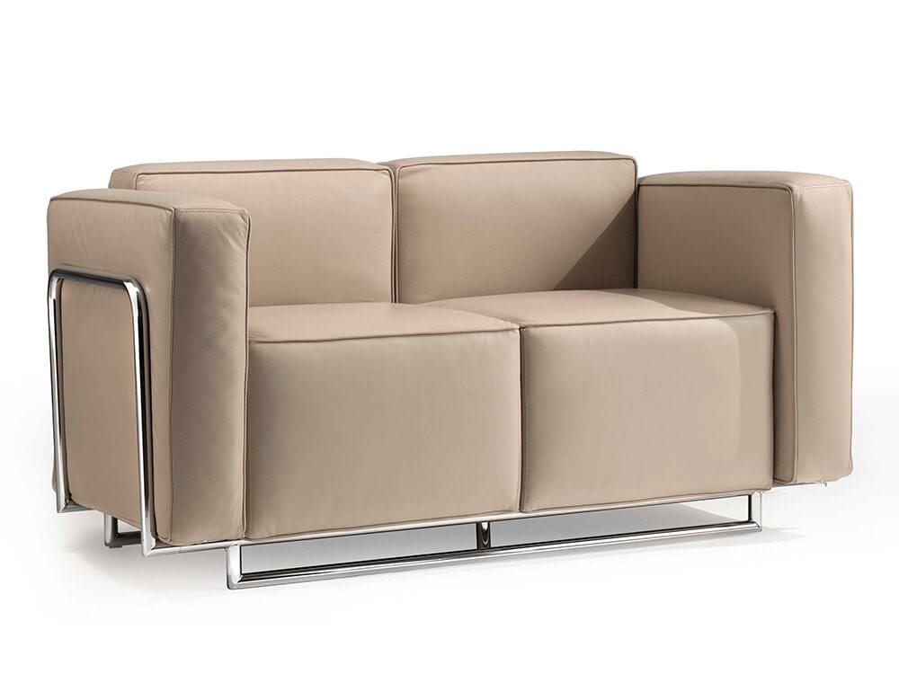 Emma – Low Back Two-Seater Sofa with Chrome Metal Frame