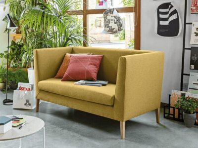 Jones – Two-Seater Sofa in Multicolour with Chrome or Wood Legs