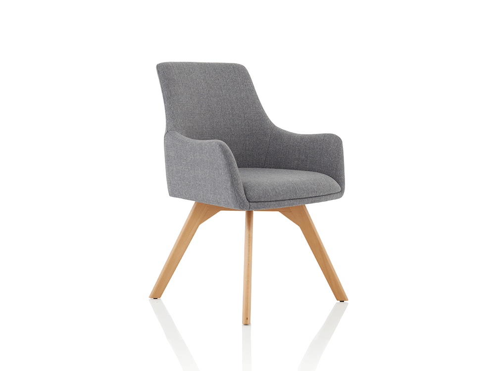 Carmen Grey Fabric Wooden Leg Chair 1