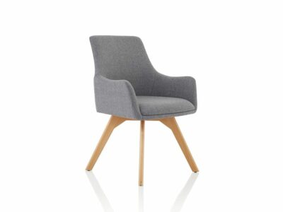 Solo – Grey Fabric Wood Finish Leg Armchair