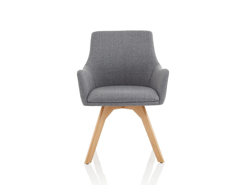 Solo – Grey Fabric Wooden Leg Armchair