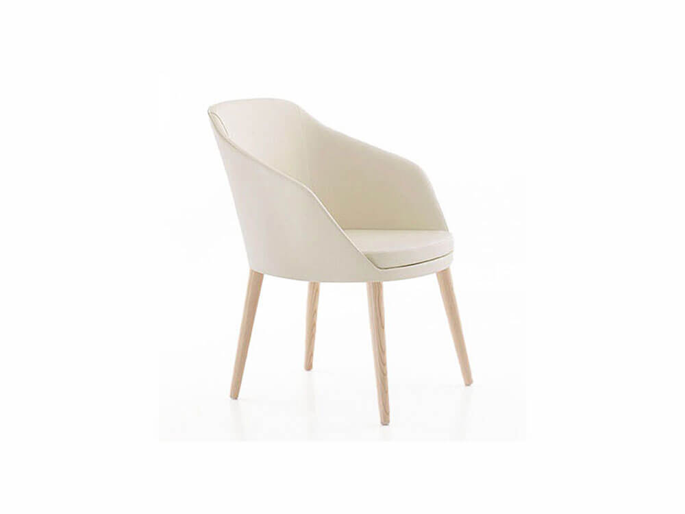 Doris – Leather Armchair With Wooden Legs 03
