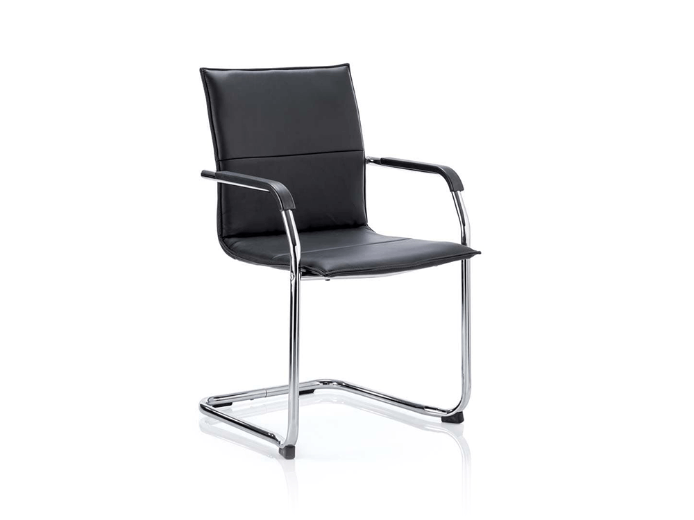 Echo Visitor Cantilever Chair Multicolor Bonded Leather Black