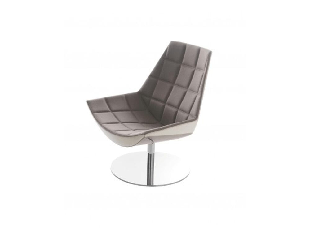 Duo – Low Back Patterned Leather Chair with Stainless-Steel Base