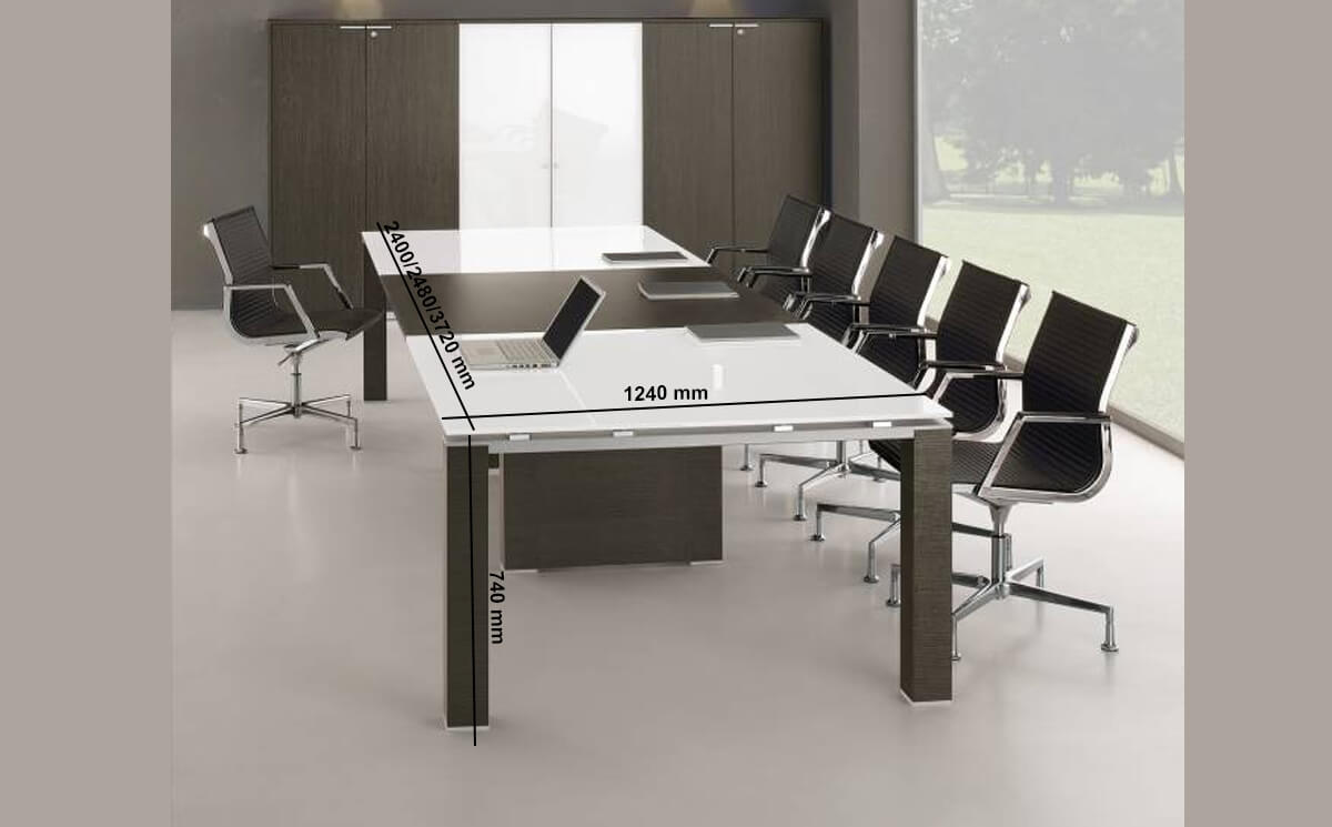 Lustro – White Glass Top Boardroom Table